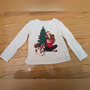 The Children's Place White Long Sleeve Tee with Christmas Tree Design